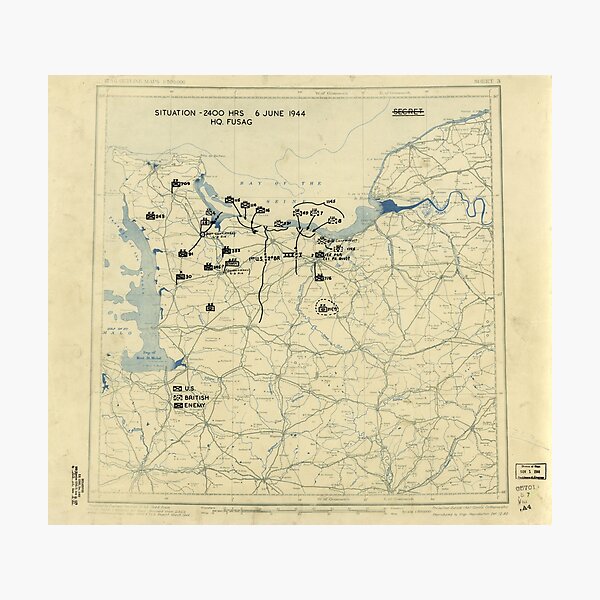June 6 1944 D-Day World War II Twelfth Army Group Situation Map Photographic Print