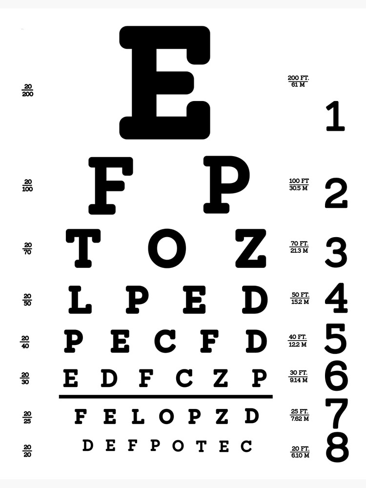 Eye Exam Chart Printout