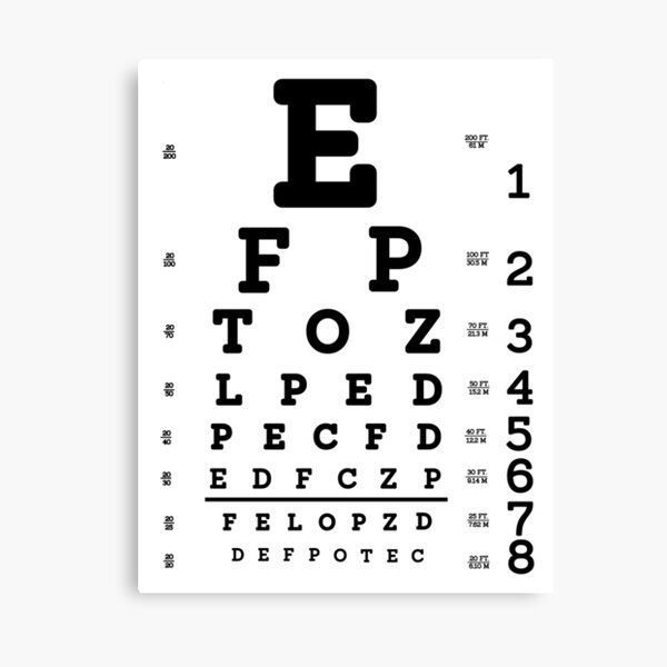 PRINTABLE Eye Test Chart UK England Optician Glasses Print Picture