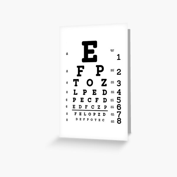 Snellen Chart Optimetric Eyesight Test Greeting Card for Sale by