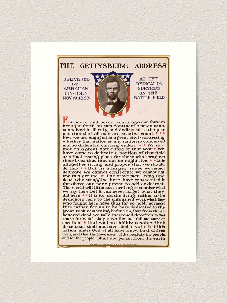 Printable Copy Of Gettysburg Address