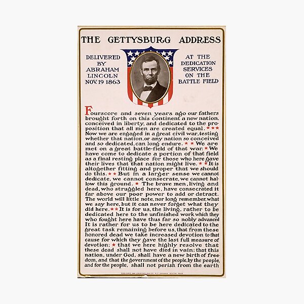 The Gettysburg Address Delivered by Abraham Lincoln Nov. 19 1863 Photographic Print