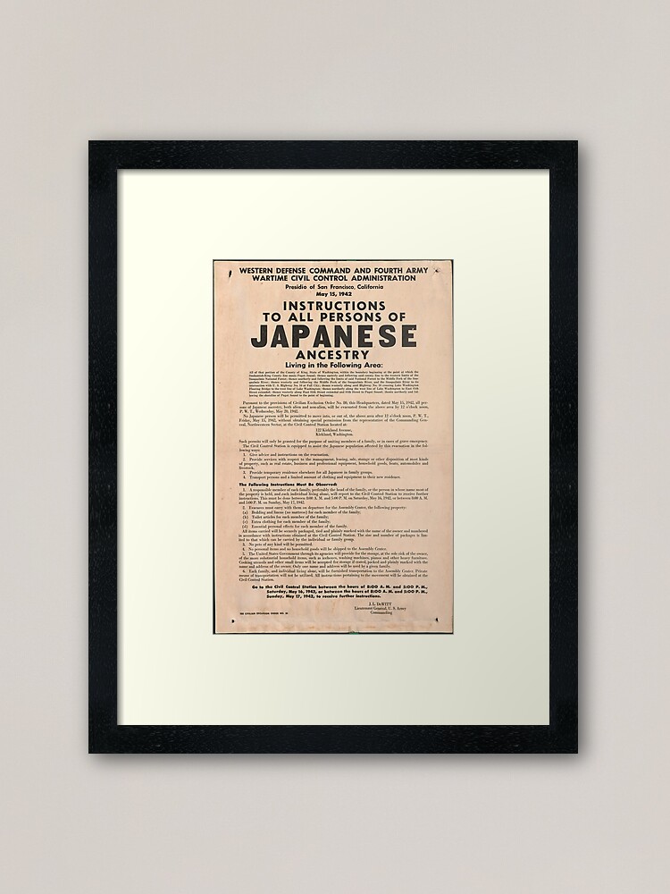 Alternate view of World War II Japanese Internment Broadside (May 15, 1942) Framed Art Print