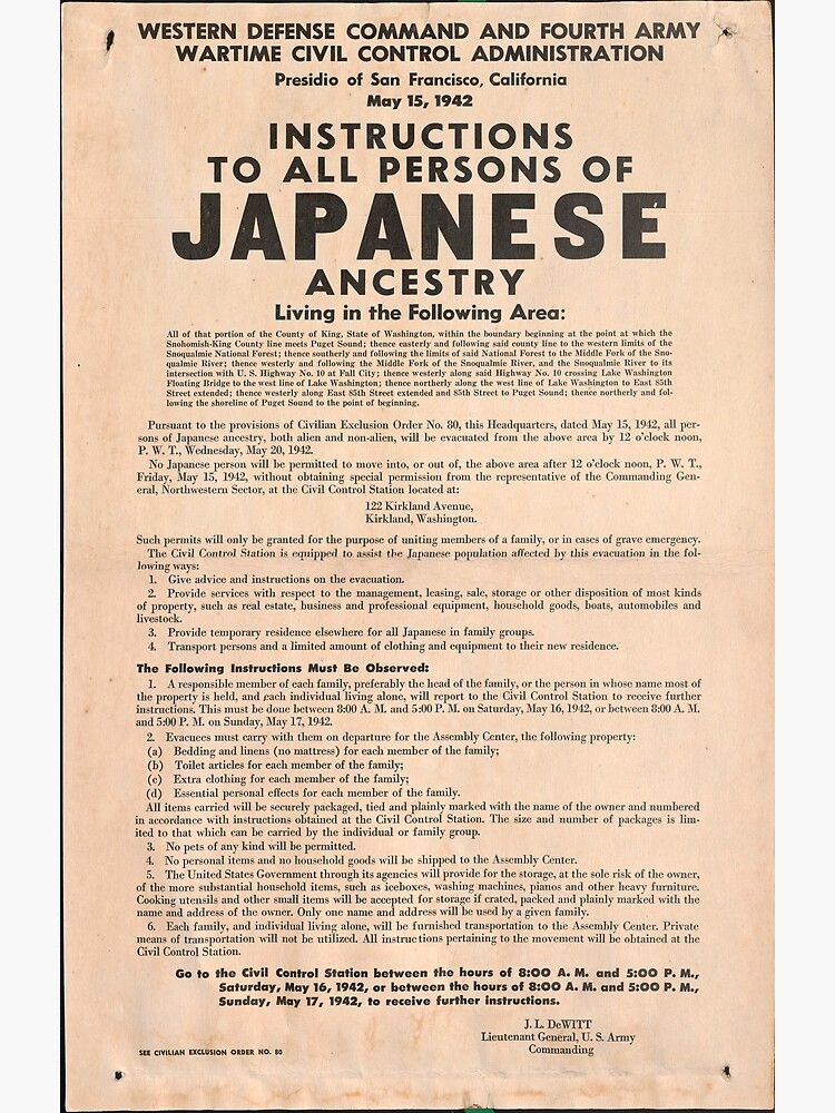 World War II Japanese Internment Broadside (May 15, 1942) by allhistory