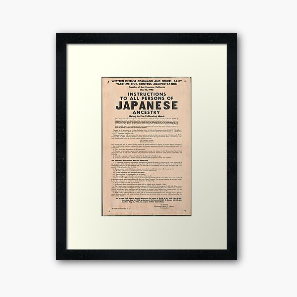 World War II Japanese Internment Broadside (May 15, 1942) Framed Art Print