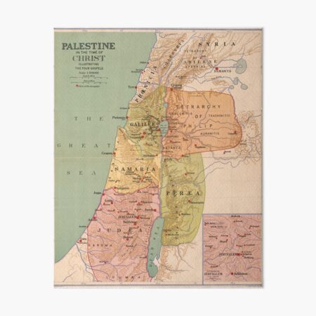 Map of Palestine in the Time of Christ (to 70 A.D.) Art Board Print