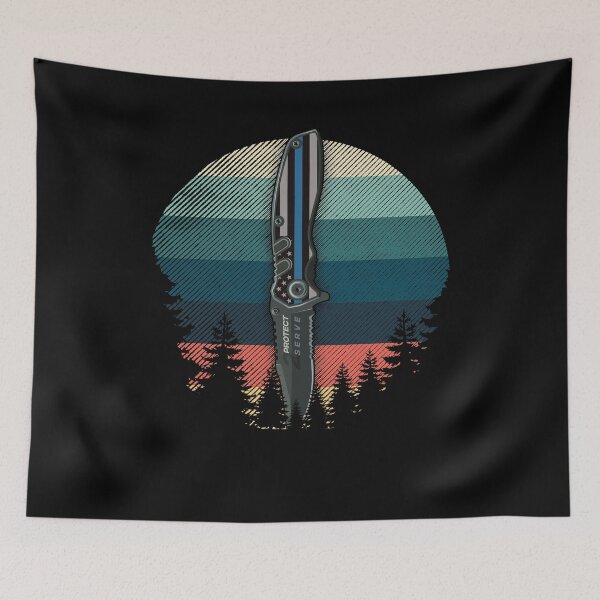 Item preview, Police Officer Tactical Knife Retro Sunset  designed and sold by javaneka.
