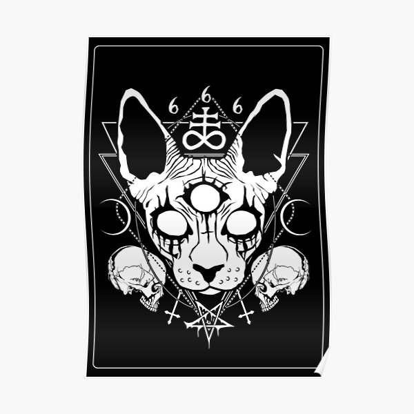 Very satanic black metal sphynx cat Poster