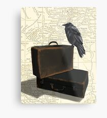 Wander (Raven and Suitcases) Metal Print