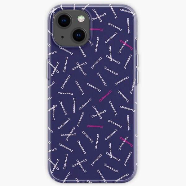 Navy Blue Hairpins Pattern by Elizabeth Attwood iPhone Soft Case