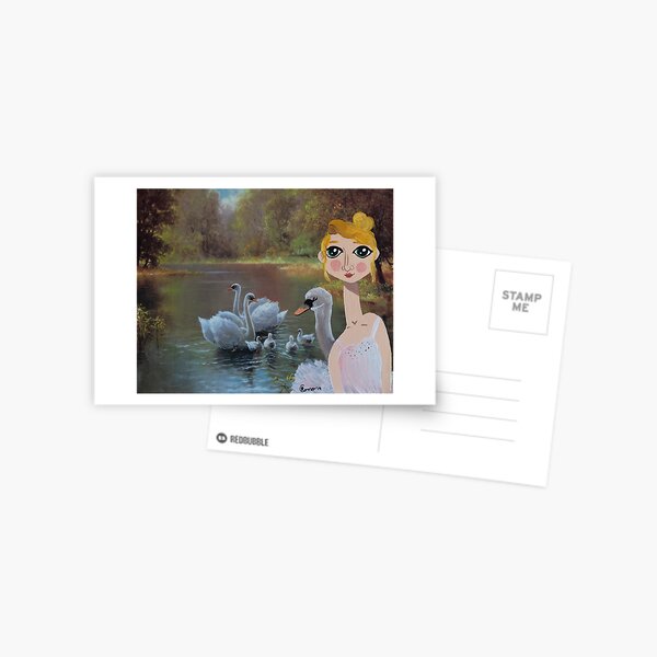 ~ Swan Girl ~ Art by 11 Year Old Amelia Como aka Milly Moo Postcard