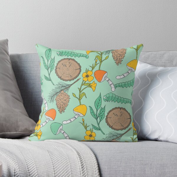 Mint Green Nature Lovers Pattern Throw Pillow