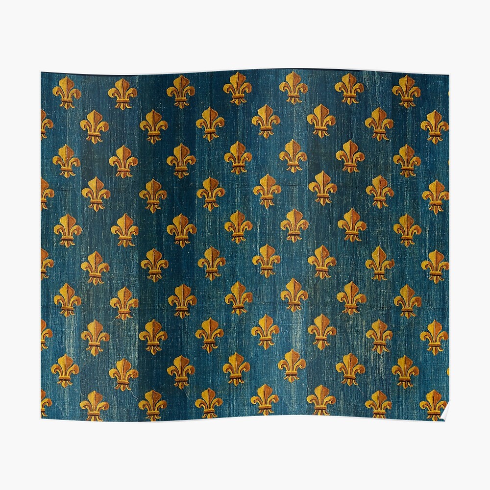 GOLD FLEURS DE LYS IN BLUE Antique French Tapestry Backpack for Sale by  BulganLumini