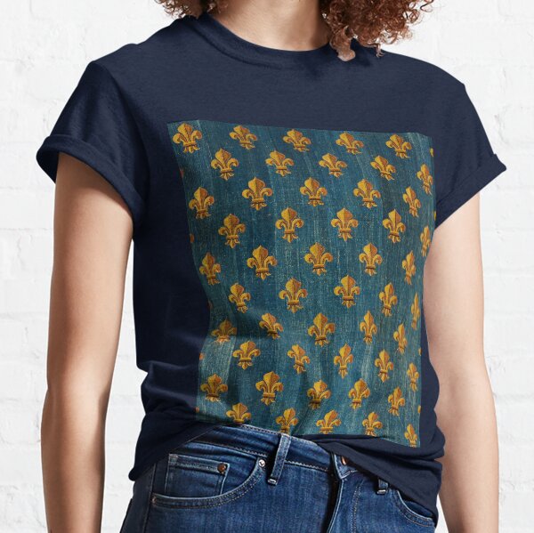Item preview, GOLD FLEURS DE LYS IN BLUE Antique French Tapestry designed and sold by BulganLumini.