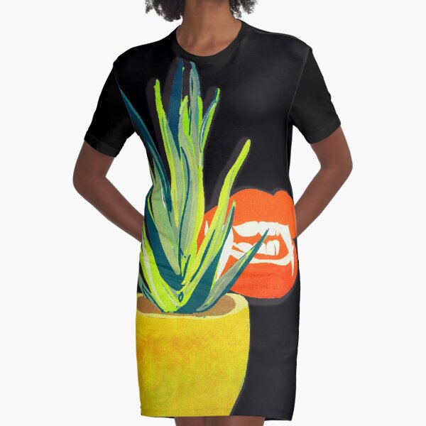 Sexy Cactus Graphic, Succulent Succubus Botanical illustration Graphic T-Shirt Dress