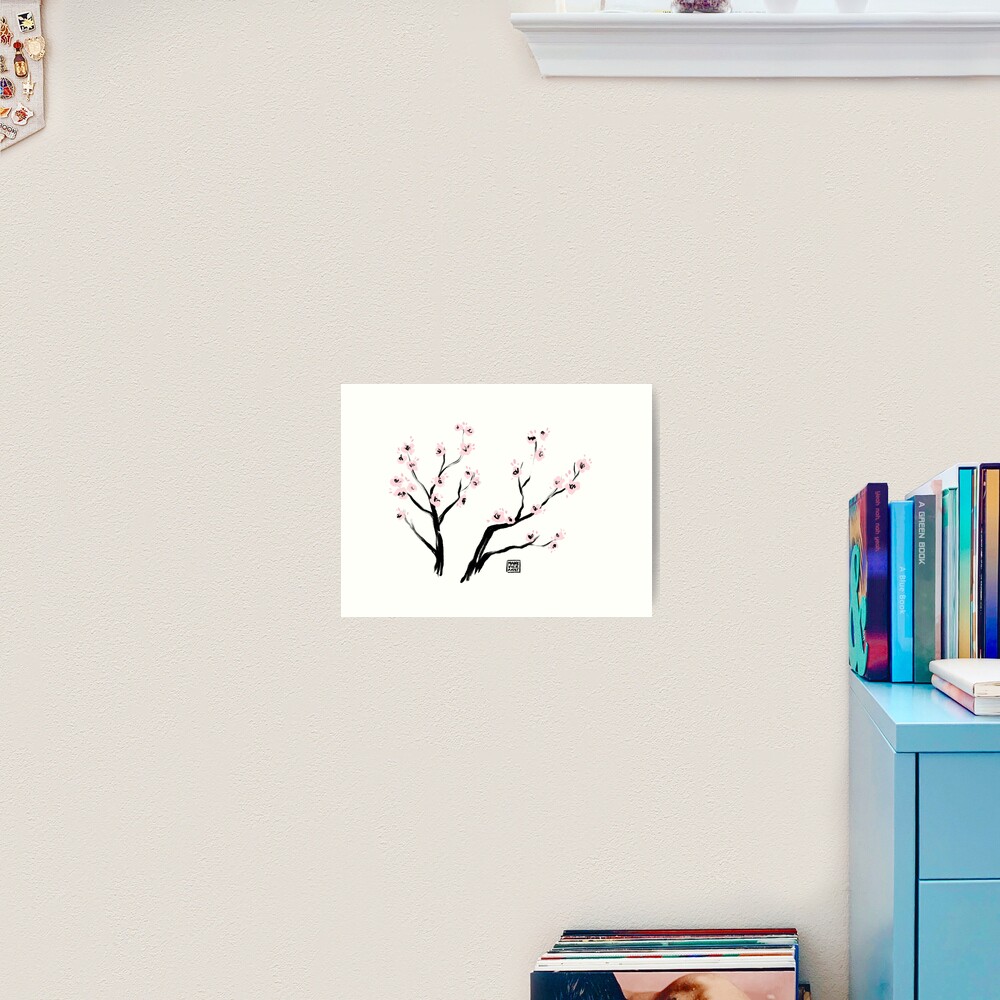 Sumi-E Cherry Blossoms Art Print