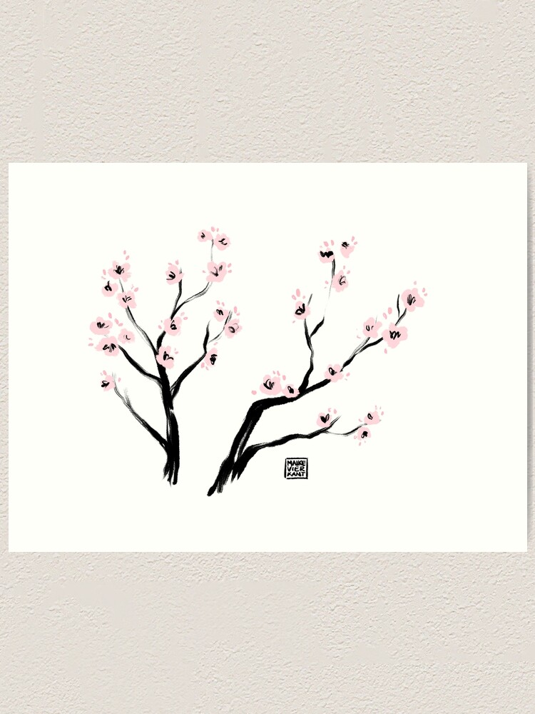 Alternate view of Sumi-E Cherry Blossoms Art Print