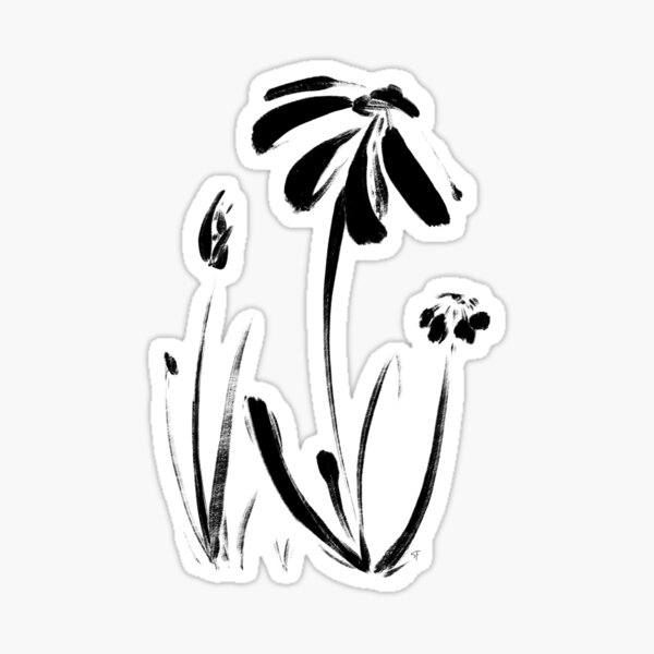 Daisies in Ink Sticker