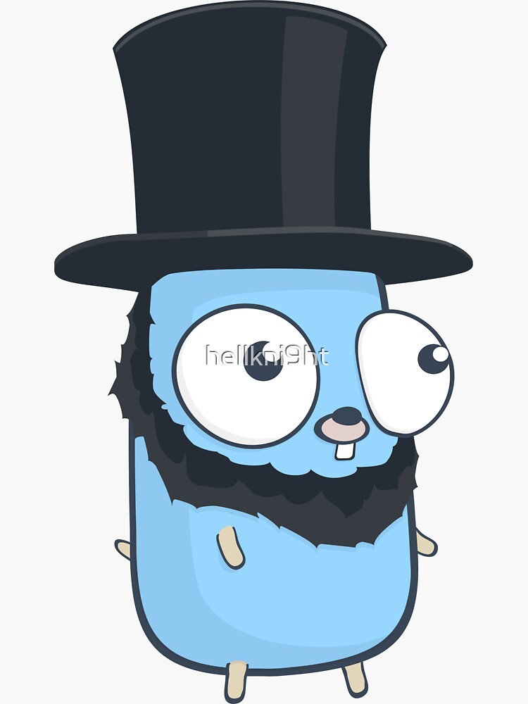 "The Golang Mascot: Stovepipe Hat" Sticker for Sale by hellkni9ht ...