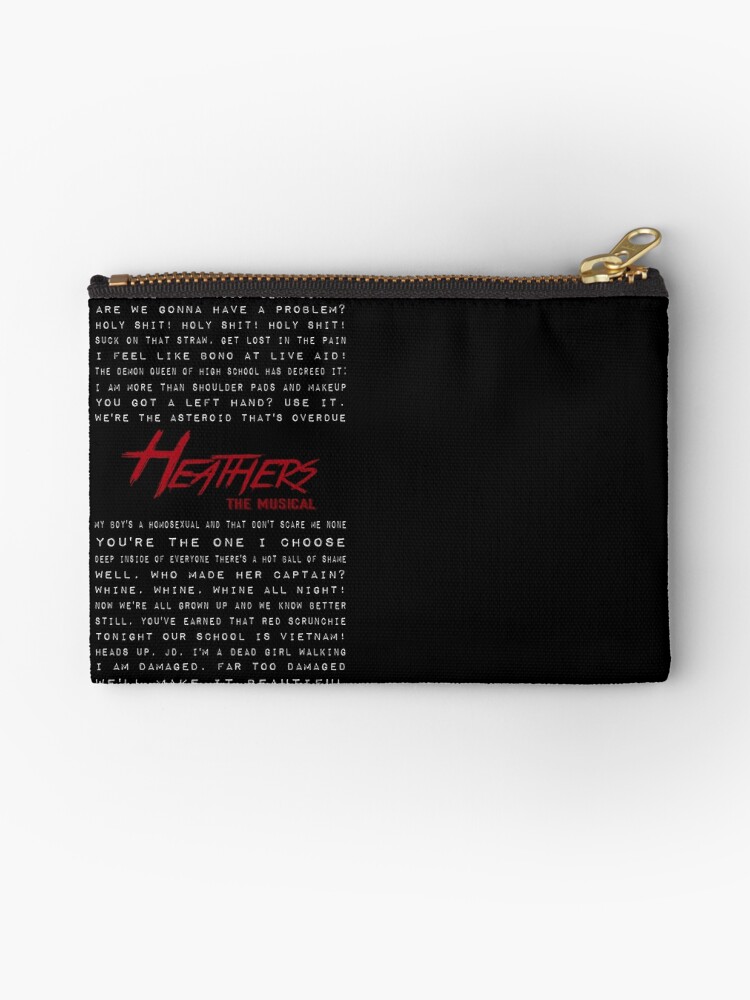 Heathers Logo With Lyrics Zipper Pouch By Musicalproducts Redbubble