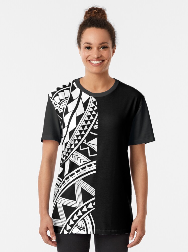 Polynesian Samoan Tattoo Other Half Black Design T Shirt For Sale By   Ssrco,mens Graphic T Shirt,womens,black,front,tall Three Quarter,750x1000 Bg,f8f8f8 