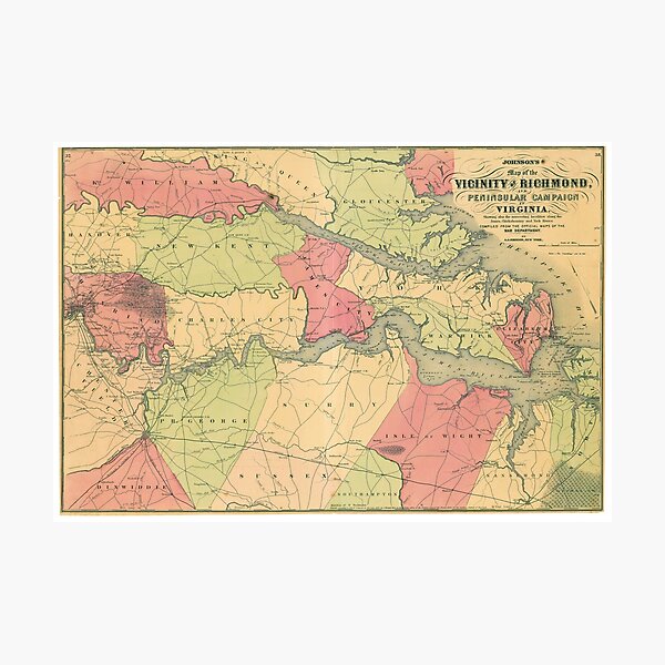 Item preview, Civil War Map Showing Battlefields of Virginia 1861-1865 designed and sold by allhistory.