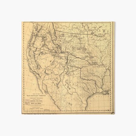 24/" x 24/" 1858-1917 Map Of US Trans Mississippi During American Fur Trade