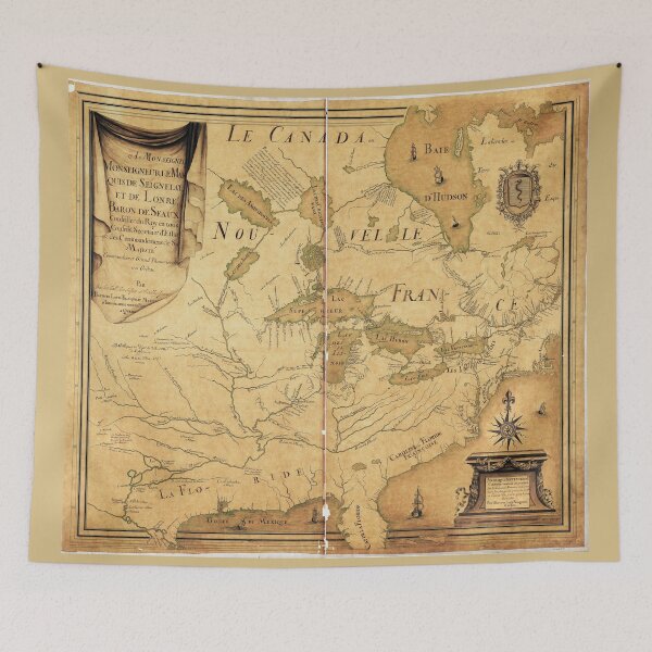 Item preview, French Map of North America by Jean Baptiste Louis Franquelin (1685) designed and sold by allhistory.