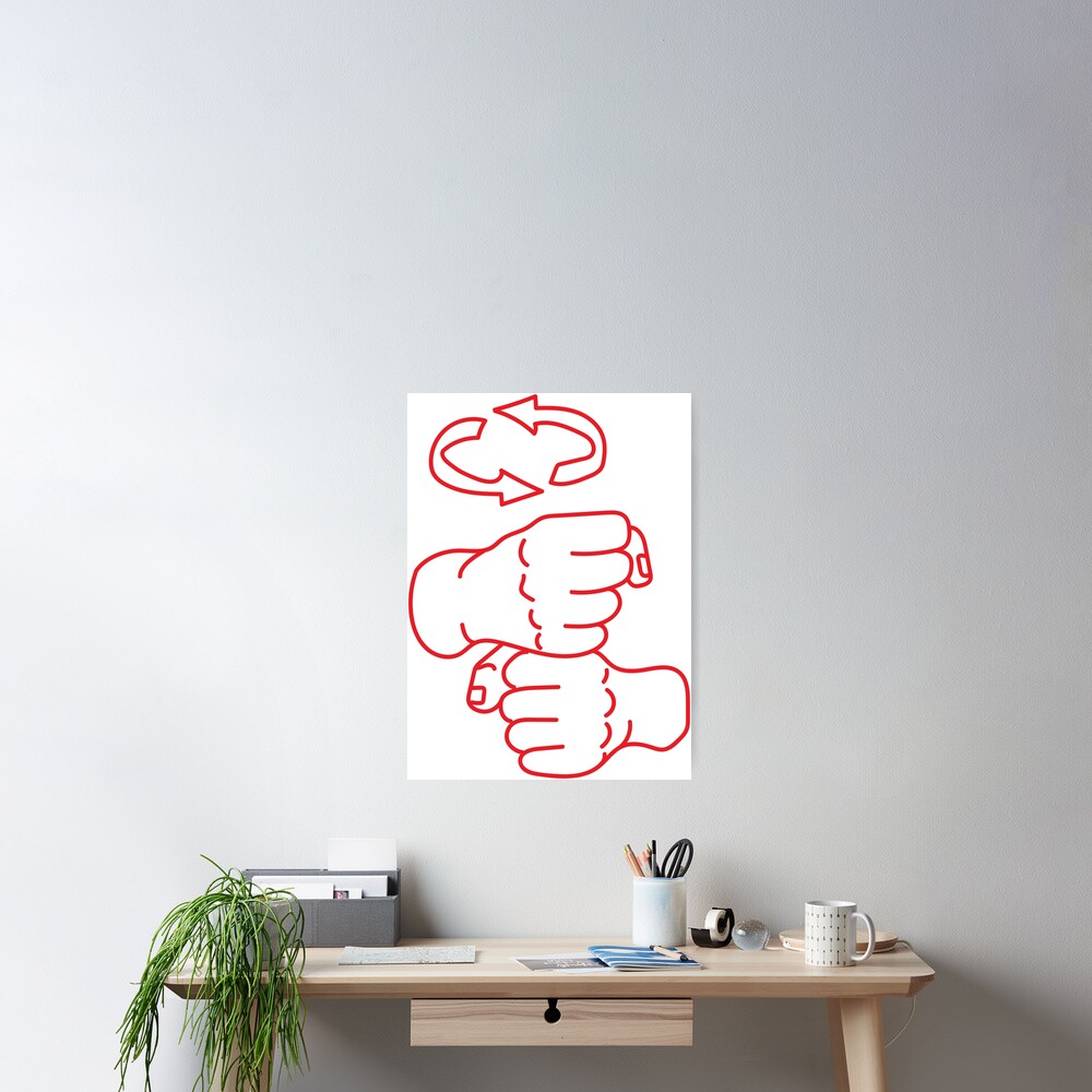 "Coffee American Sign Language Red Line Art" Poster by SunnyLemonader