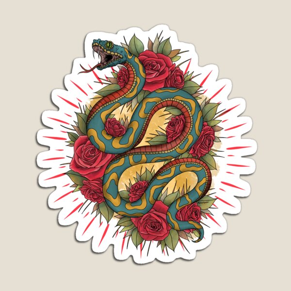 Snake With Flowers Magnet