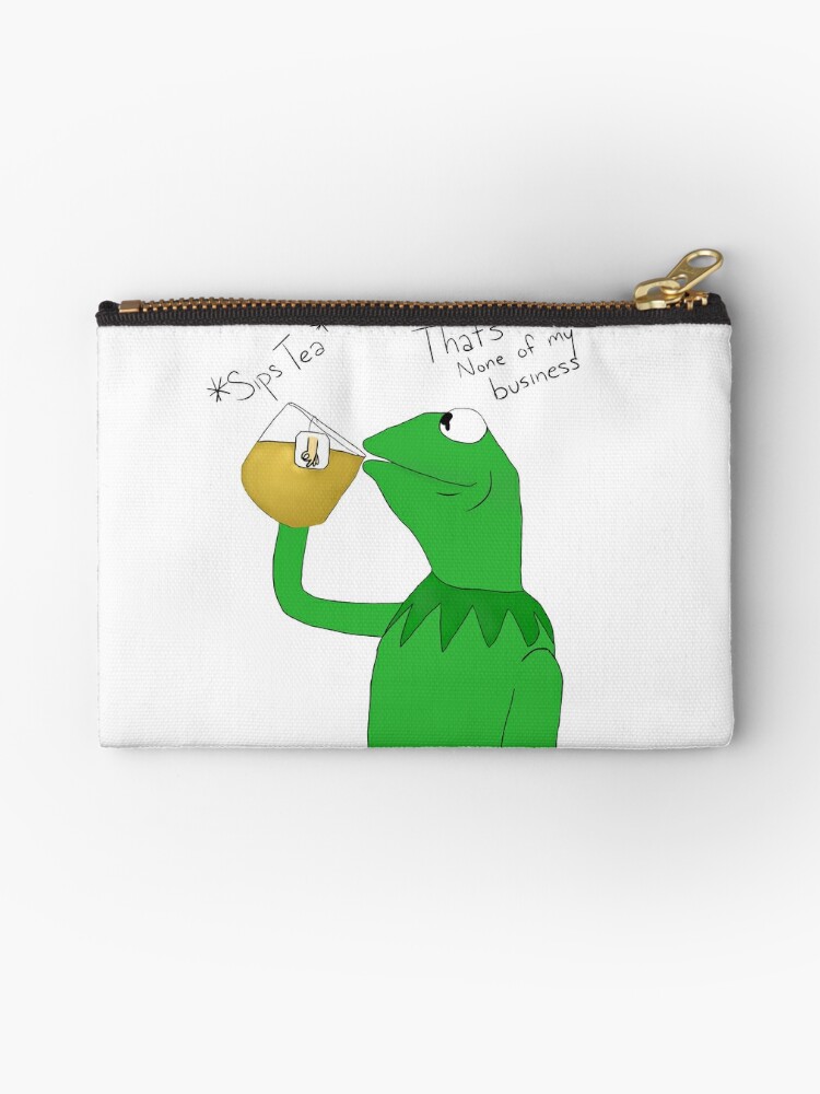 Kermit The Frog Drinking Tea Zipper Pouch By Rilachii