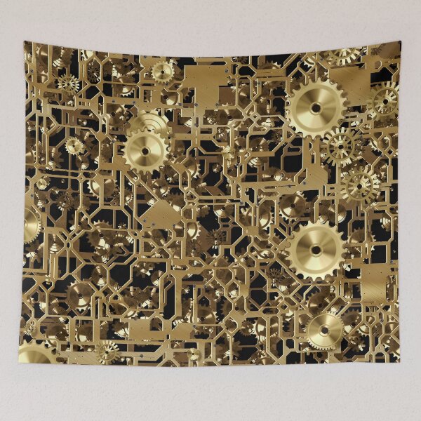 Item preview, Golden Clockwork Gear Pattern Texture Background designed and sold by allhistory.