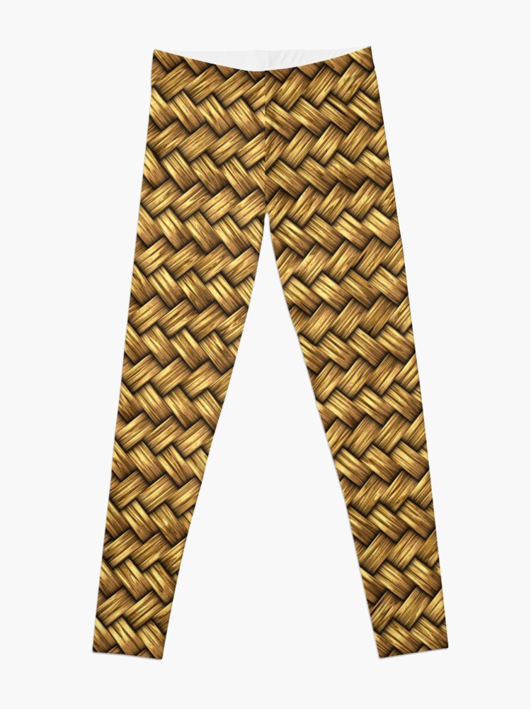 Wheat Color Basket Weave Pattern Texture Background Leggings for