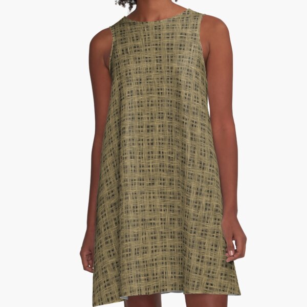 Brown Sackcloth Weave Pattern Texture Background A-Line Dress for