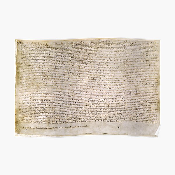 Magna Carta Exemplification of 1215 Cotton MS Augustus II Poster