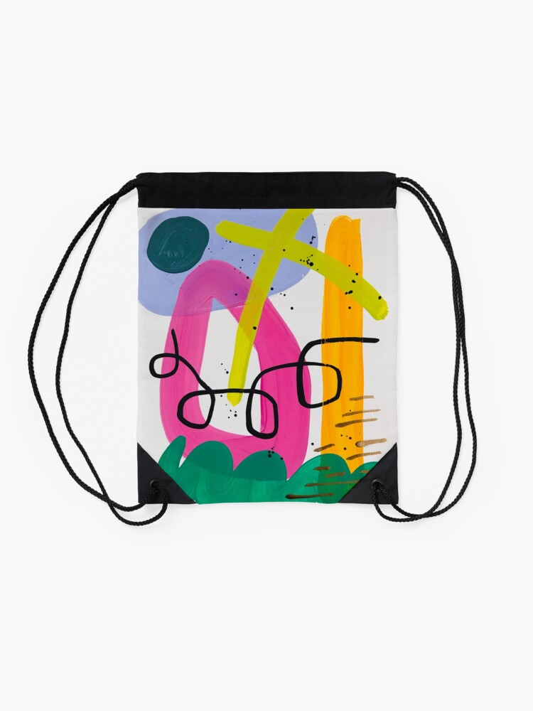 Thumbnail 2 of 3, Drawstring Bag, Happy Abstract #57 designed and sold by AR-GlitterFairy.