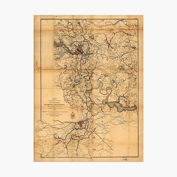 Item preview, Civil War Richmond and Petersburg Map (1865) designed and sold by allhistory.