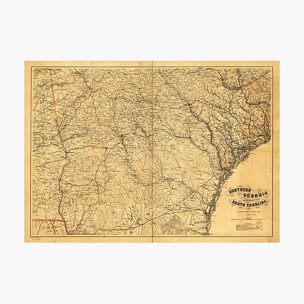 Item preview, Map of Southern Georgia and part of South Carolina (1865) designed and sold by allhistory.