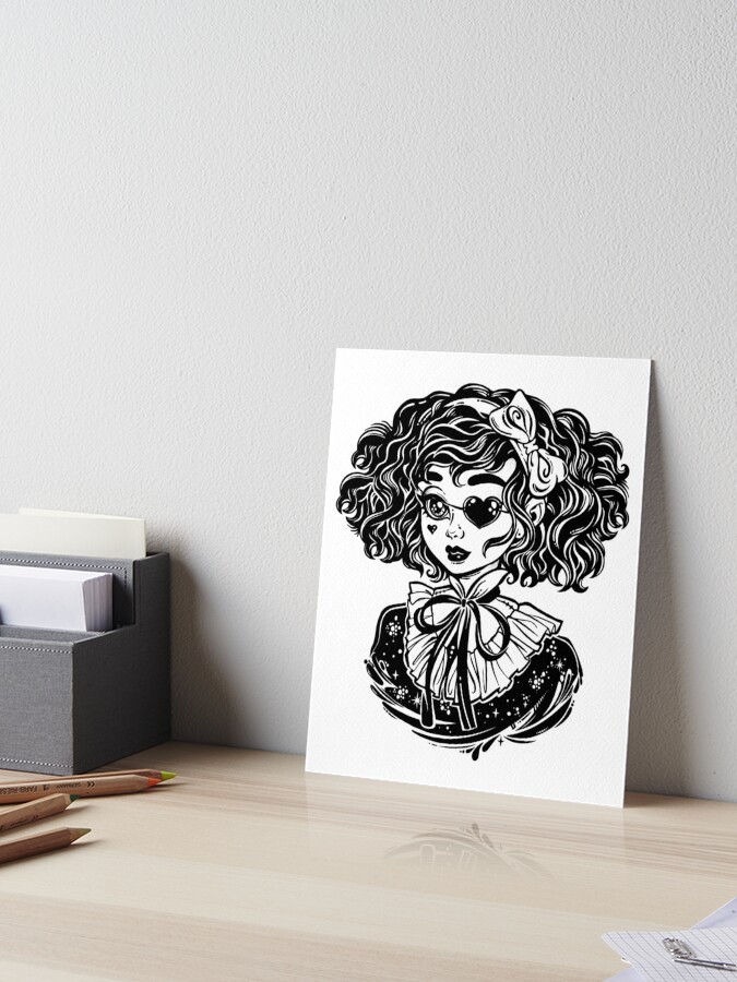 Gothic witch girl head portrait with curly hair and four eyes. Sticker for  Sale by KatjaGerasimova