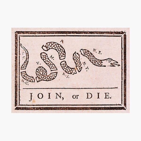Benjamin Franklin's Join or Die Political Cartoon Photographic Print