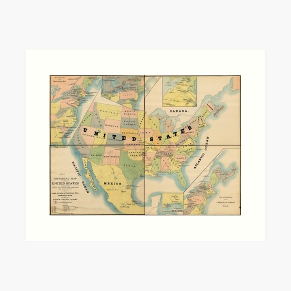 Item preview, Historical Military Map of the United States (1890) designed and sold by allhistory.