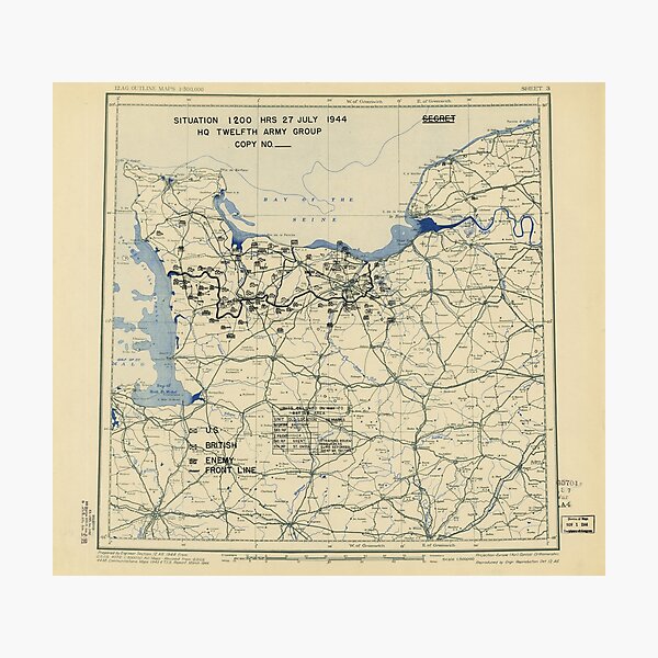 Item preview, World War II Twelfth Army Group Situation Map July 27 1944 designed and sold by allhistory.