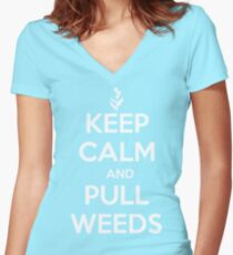 Keep Calm and Pull Weeds Gardening T Shirt Women's Fitted V-Neck T-Shirt