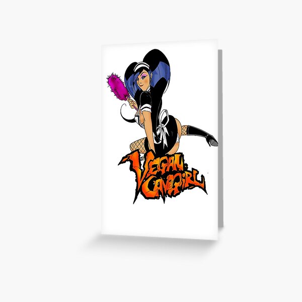 Vegan Cave Girl Maid Greeting Card