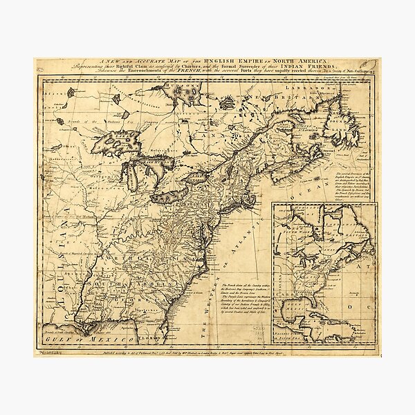 Item preview, Map of the English Empire in North America (1755) designed and sold by allhistory.
