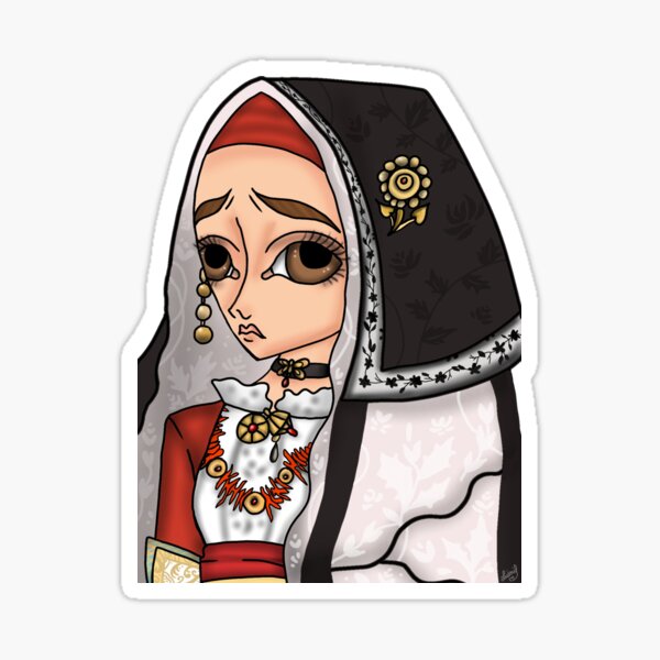 Abito tradizionale di Oristano - traditional Sardinian dress Sticker