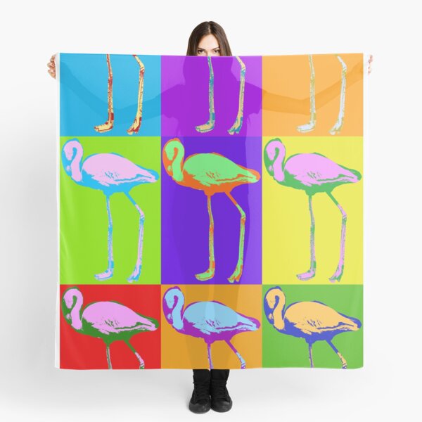 Poster with flamingo in pop art style Scarf