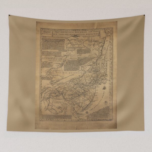 Item preview, Map of Pennsylvania, New Jersey, New York & Delaware (1752) designed and sold by allhistory.