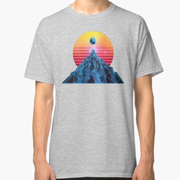 Synthwave Wire frame Mountain Classic T-Shirt