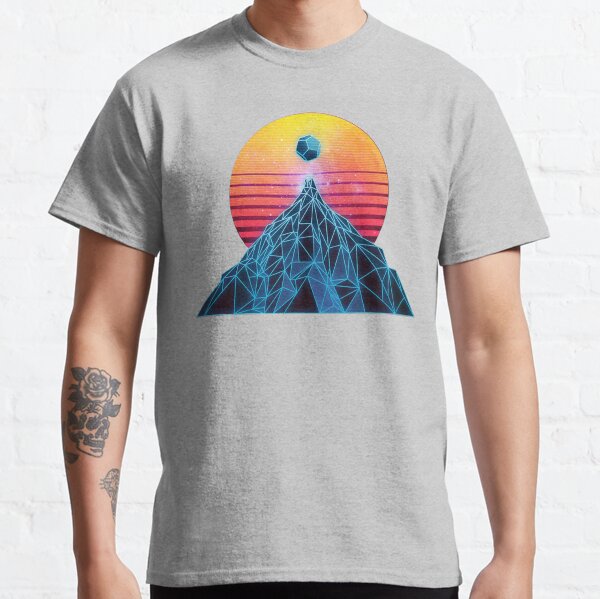 Synthwave Wire frame Mountain Classic T-Shirt
